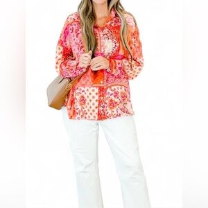 Vibrant Pink and Orange Women's Top